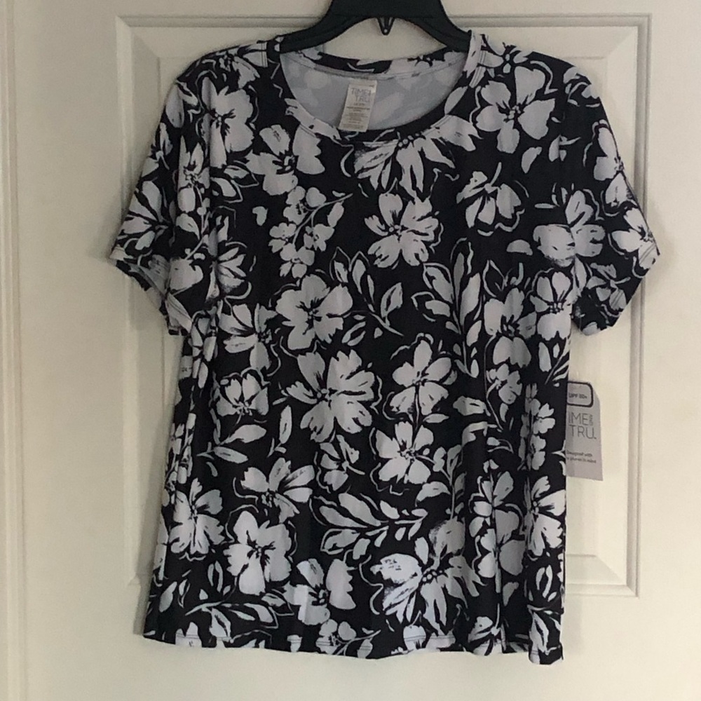 Time and Tru Floral Swim Tee